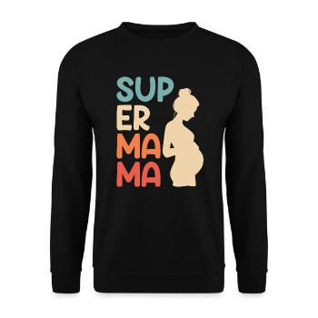 Super Mom Pregnant Best Mother Child - Unisex Sweatshirt - black - Front - Alina (178cm) & Michal (187cm)