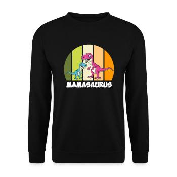 Dinosaur Mamasaurus Kids Dino Super Mama - Unisex Sweatshirt - black - Front - Alina (178cm) & Michal (187cm)