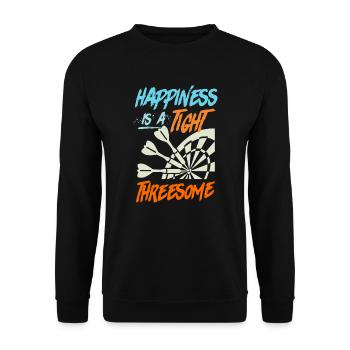 Happiness is a tight Thressome Dart Saying - Unisex Sweatshirt - black - Front - Alina (178cm) & Michal (187cm)