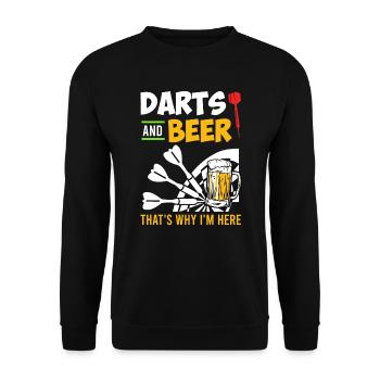 Darts an Beer thats why I am here - Unisex Sweatshirt - black - Front - Alina (178cm) & Michal (187cm)