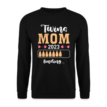 Zwillingsmama 2023 Mutter Zwillinge Baby Mama - Unisex Pullover - Schwarz - Vorne - Alina (178cm) & Michal (187cm)