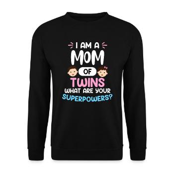 Twin Mom Mother of Twins Super Mama - Unisex Sweatshirt - black - Front - Alina (178cm) & Michal (187cm)
