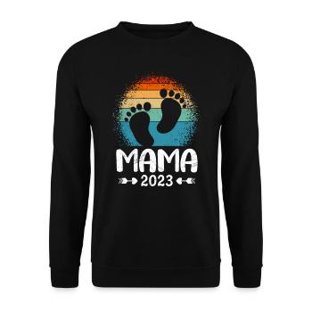 Mama 2023 Mutter schwanger werden Schwangerschaft - Unisex Pullover - Schwarz - Vorne - Alina (178cm) & Michal (187cm)