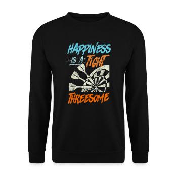 Happiness is a tight Thressome Dart Saying - Unisex Sweatshirt - black - Front - Alina (178cm) & Michal (187cm)