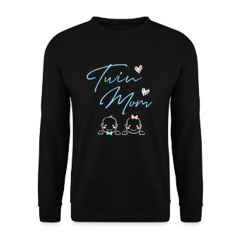 Schwanger mit Zwillingen Zwillings Mama - Unisex Pullover - Schwarz - Vorne - Alina (178cm) & Michal (187cm)
