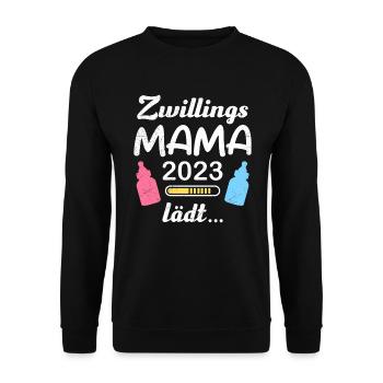Zwillingsmama 2023 Zwillinge Junge Mädchen Mama - Unisex Pullover - Schwarz - Vorne - Alina (178cm) & Michal (187cm)