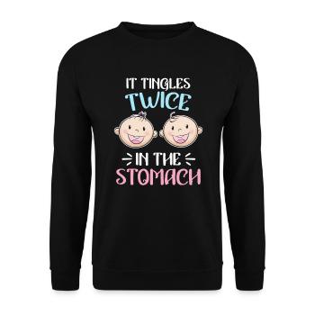 Kribbeln im Bauch Mutter von 2 Zwillinge im Bauch - Unisex Pullover - Schwarz - Vorne - Alina (178cm) & Michal (187cm)