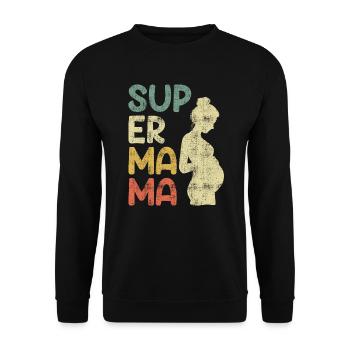 Super Mom Pregnant Best Mother Child - Unisex Sweatshirt - black - Front - Alina (178cm) & Michal (187cm)