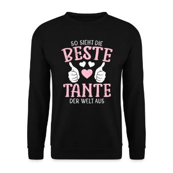So sieht die beste Tante der Welt aus Onkel Tante - Unisex Pullover - Schwarz - Vorne - Alina (178cm) & Michal (187cm)