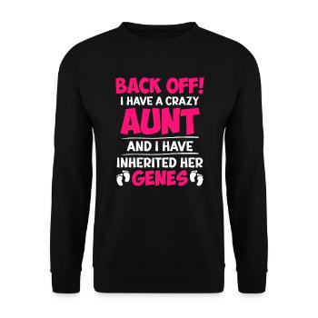 Attention j’ai les gènes de ma tante folle - Sweat-shirt Unisexe - noir - Devant - Alina (178cm) & Michal (187cm)
