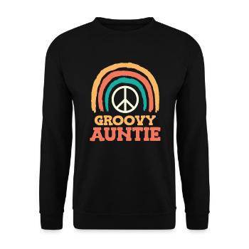 Groovy Auntie Love and Peace Hippie Aunt - Unisex Sweatshirt - black - Front - Alina (178cm) & Michal (187cm)