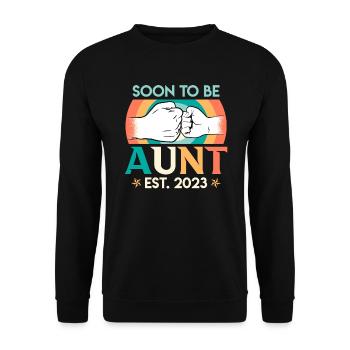 Ich werde Tante 2023 Bald Tante Beste Tante - Unisex Pullover - Schwarz - Vorne - Alina (178cm) & Michal (187cm)