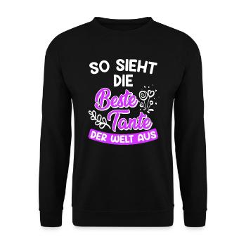 So sieht die Beste Tante der Welt aus Super Tante - Unisex Pullover - Schwarz - Vorne - Alina (178cm) & Michal (187cm)