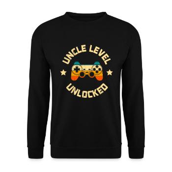 Uncle Level Unlocked Gaming Uncle - Unisex Sweatshirt - black - Front - Alina (178cm) & Michal (187cm)