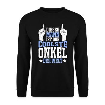 Dieser Mann ist der coolste Onkel der Welt Onkel - Unisex Pullover - Schwarz - Vorne - Alina (178cm) & Michal (187cm)