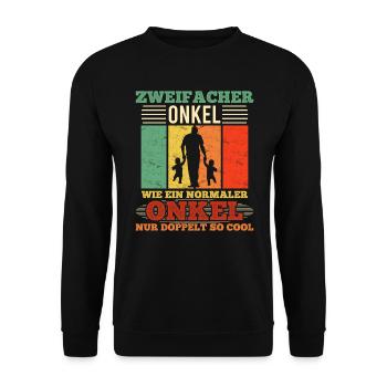 Zweifacher Onkel normaler Onkel - Unisex Pullover - Schwarz - Vorne - Alina (178cm) & Michal (187cm)