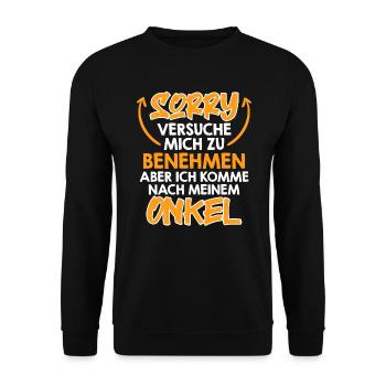 Versuche mich zu benehmen - Unisex Pullover - Schwarz - Vorne - Alina (178cm) & Michal (187cm)