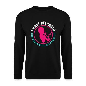 I have reloaded second child - Unisex Sweatshirt - black - Front - Alina (178cm) & Michal (187cm)