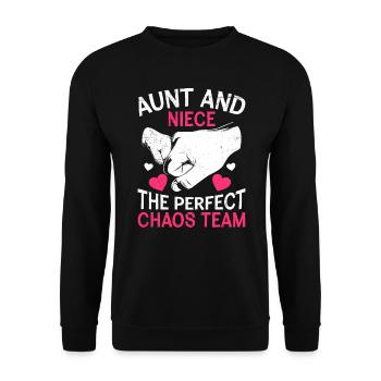 Aunt and niece the perfect Chaos Team Aunt - Unisex Sweatshirt - black - Front - Alina (178cm) & Michal (187cm)