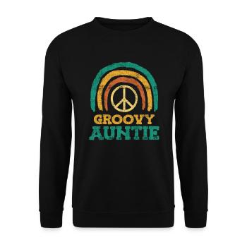 Groovy Auntie Love and Peace Hippie Aunt - Unisex Sweatshirt - black - Front - Alina (178cm) & Michal (187cm)