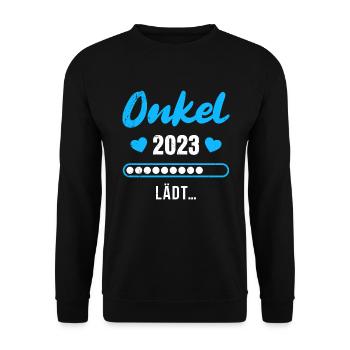 Onkel 2023 lädt werdender Onkel - Unisex Pullover - Schwarz - Vorne - Alina (178cm) & Michal (187cm)
