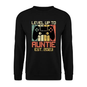 Level up Auntie 2023 Promotion Aunt Soon Aunt - Unisex Sweatshirt - black - Front - Alina (178cm) & Michal (187cm)
