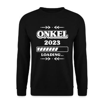 Onkel 2023 loading werdender Onkel - Unisex Pullover - Schwarz - Vorne - Alina (178cm) & Michal (187cm)