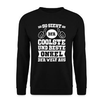 Coolste Onkel und Beste Onkel der Welt - Unisex Pullover - Schwarz - Vorne - Alina (178cm) & Michal (187cm)