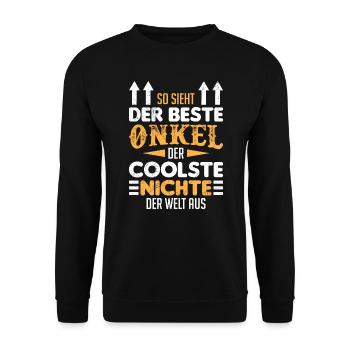 Betser Onkel der coolsten Nichte Onkel - Unisex Pullover - Schwarz - Vorne - Alina (178cm) & Michal (187cm)