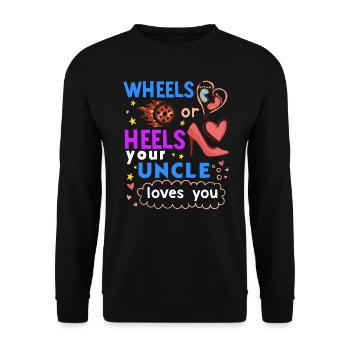 Roues ou talons que votre oncle vous aime - Sweat-shirt Unisexe - noir - Devant - Alina (178cm) & Michal (187cm)