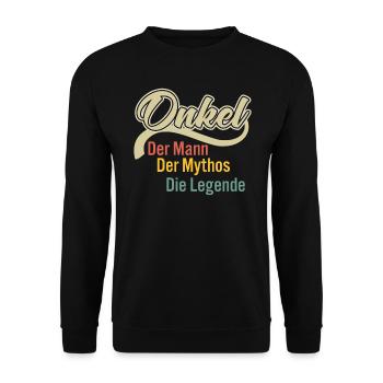Onkel der Mann der Mythos die Legende - Unisex Pullover - Schwarz - Vorne - Alina (178cm) & Michal (187cm)