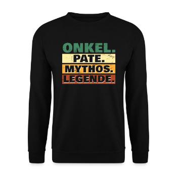 Onkel Pate Mythos Legende cooler Onkel - Unisex Pullover - Schwarz - Vorne - Alina (178cm) & Michal (187cm)