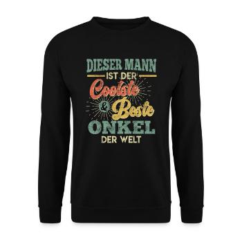 Dieser Mann ist der beste und coolste Onkel - Unisex Pullover - Schwarz - Vorne - Alina (178cm) & Michal (187cm)