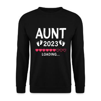 Tante 2023 wird geladen bald Tante du wirst Tante - Unisex Pullover - Schwarz - Vorne - Alina (178cm) & Michal (187cm)