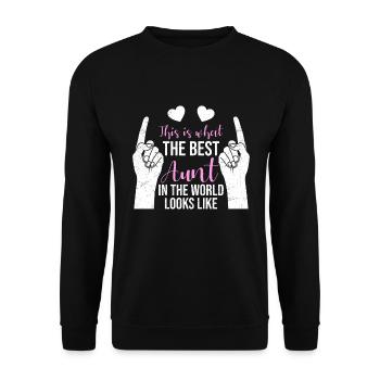 This is what the best aunt in the world looks like Cool aunt - Unisex Sweatshirt - black - Front - Alina (178cm) & Michal (187cm)