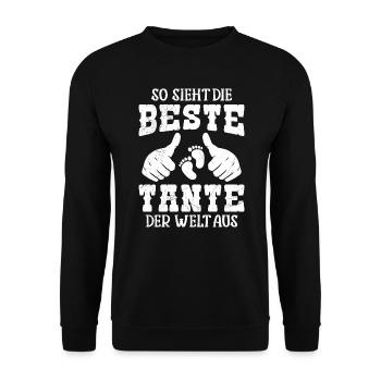So sieht die beste Tante der Welt aus Onkel Tante - Unisex Pullover - Schwarz - Vorne - Alina (178cm) & Michal (187cm)