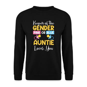 Girl Boy The gender knows the aunt - Unisex Sweatshirt - black - Front - Alina (178cm) & Michal (187cm)