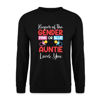 Girl Boy The gender knows the aunt - Unisex Sweatshirt - black - Front - Alina (178cm) & Michal (187cm)