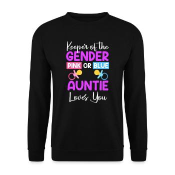Girl Boy The gender knows the aunt - Unisex Sweatshirt - black - Front - Alina (178cm) & Michal (187cm)