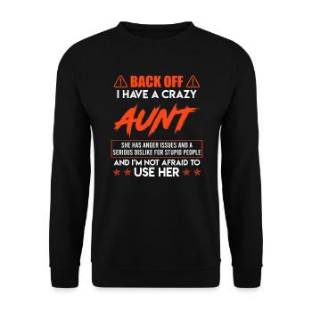 Caution I have a crazy aunt Super Aunt - Unisex Sweatshirt - black - Front - Alina (178cm) & Michal (187cm)