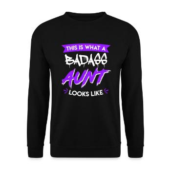This is what cool aunt from family Badass Aunt looks like - Unisex Sweatshirt - black - Front - Alina (178cm) & Michal (187cm)