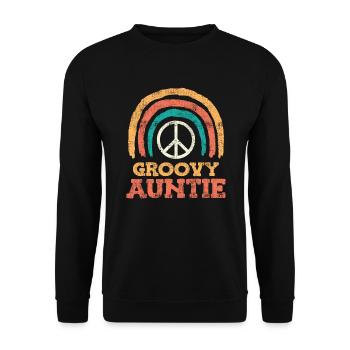 Groovy Auntie Love and Peace Hippie Aunt - Unisex Sweatshirt - black - Front - Alina (178cm) & Michal (187cm)