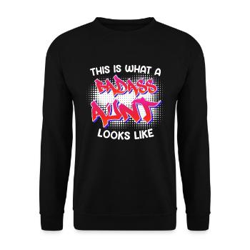 This is what a cool aunt from Bad As's aunt looks like - Unisex Sweatshirt - black - Front - Alina (178cm) & Michal (187cm)