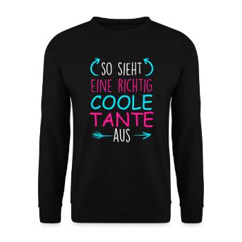 So sieht coole Tante aus Familie Onkel und Tante - Unisex Pullover - Schwarz - Vorne - Alina (178cm) & Michal (187cm)