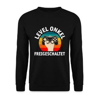 Level Onkel wird freigeschaltet Onkel - Unisex Pullover - Schwarz - Vorne - Alina (178cm) & Michal (187cm)