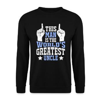 Dieser Mann ist der coolste Onkel der Welt Onkel - Unisex Pullover - Schwarz - Vorne - Alina (178cm) & Michal (187cm)