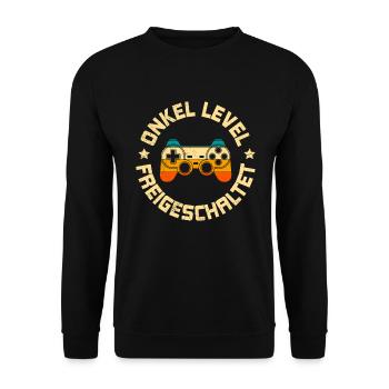 Onkel Level freigeschaltet Gaming Onkel - Unisex Pullover - Schwarz - Vorne - Alina (178cm) & Michal (187cm)