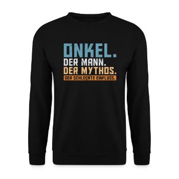 Onkel der Mann der Mythos die Legende - Unisex Pullover - Schwarz - Vorne - Alina (178cm) & Michal (187cm)