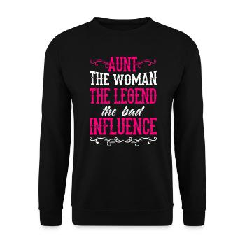 Aunt Woman with the Bad Influence Cool Aunt - Unisex Sweatshirt - black - Front - Alina (178cm) & Michal (187cm)