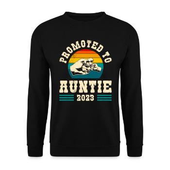 Promoted to Auntie 2023 Promotion Best Aunt - Unisex Sweatshirt - black - Front - Alina (178cm) & Michal (187cm)